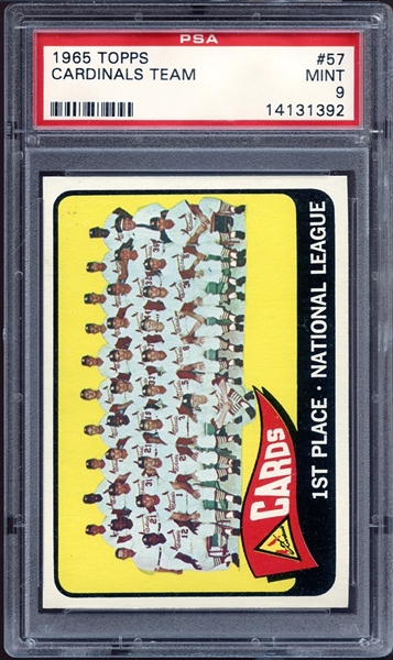 1965 Topps #57 Cardinals Team PSA 9 MINT