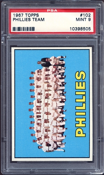 1967 Topps #102 Phillies Team PSA 9 MINT