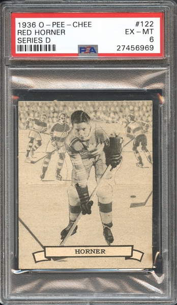 1936 O-Pee-Chee Series D #122 Red Horner PSA 6 EX-MT 