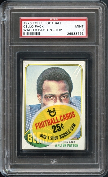 1976 Topps Football Cello Pack Walter Payton Top Unopened PSA 9 MINT 