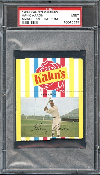 1968 Kahns Wieners Small Hank Aaron "Batting Pose" PSA 9 MINT