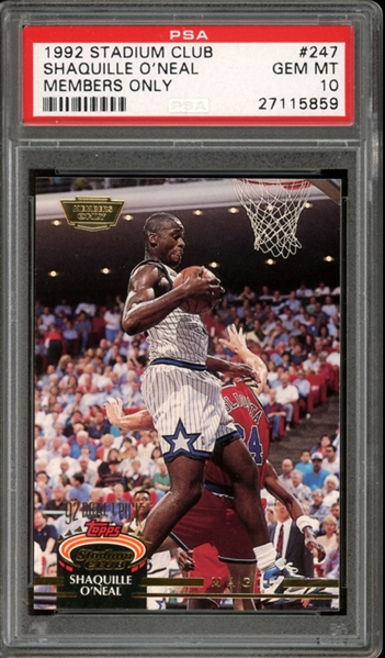 1992 Stadium Club Members Only #247 Shaquille ONeal PSA 10 GEM MT