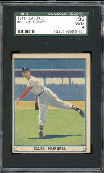 1941 Playball #6 Carl Hubbell SGC 4 VG/EX