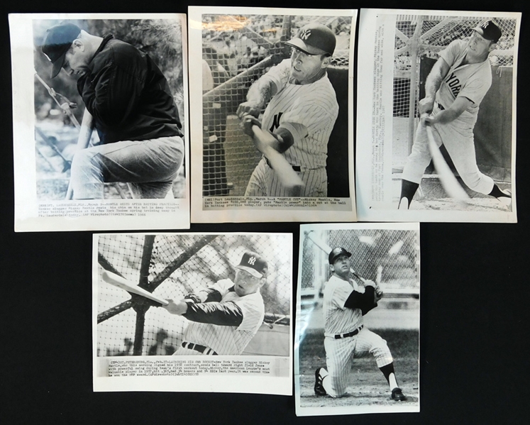 1960s Mickey Mantle New York Yankees Group of (5) Wire Photos