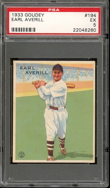 1933 Goudey #194 Earl Averill PSA 5 EX