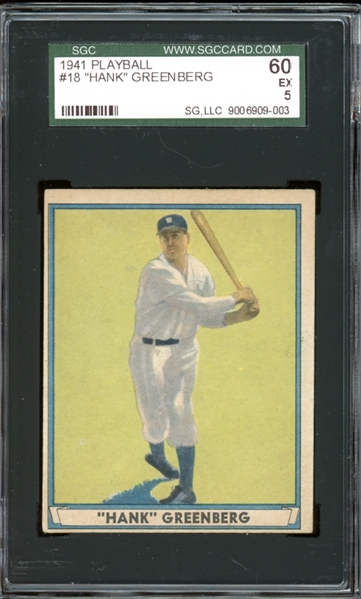 1941 Playball #18 Hank Greenberg SGC 60 EX