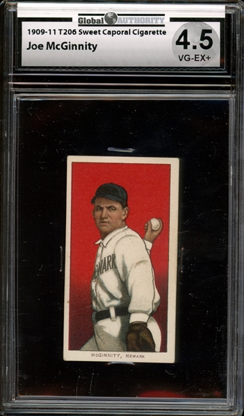 1909-11 T206 Sweet Caporal Cigarette Joe McGinnity GIA 4.5 VG-EX+