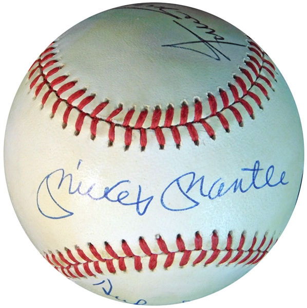 Mickey Mantle, Willie Mays and Duke Snider Signed ONL (White) Ball JSA