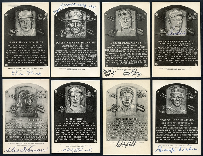 Lot of Eight (8) Hall of Fame Signed Postcards JSA LOA 