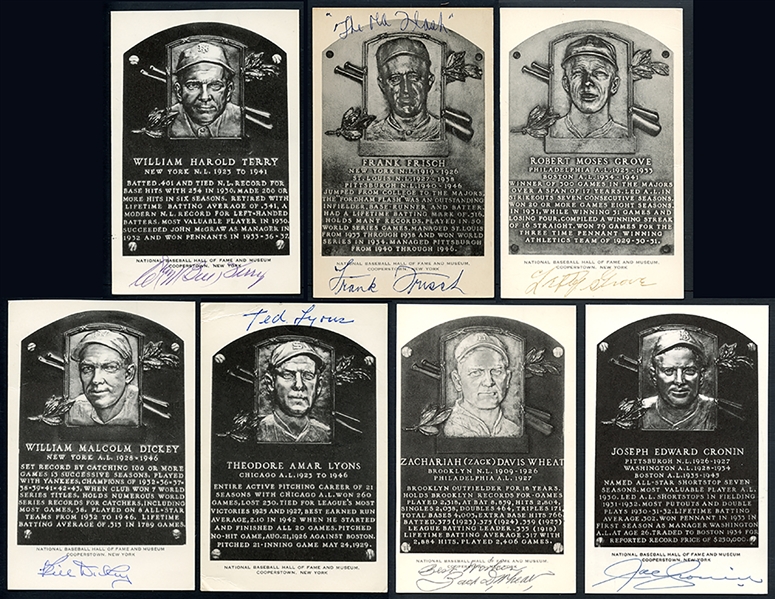 Lot of Seven (7) Hall of Fame Signed Postcards JSA LOA