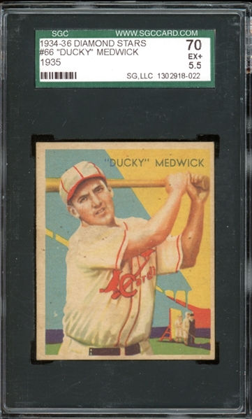 1935-36 Diamond Stars #66 "Ducky" Medwick SGC 5.5 EX+