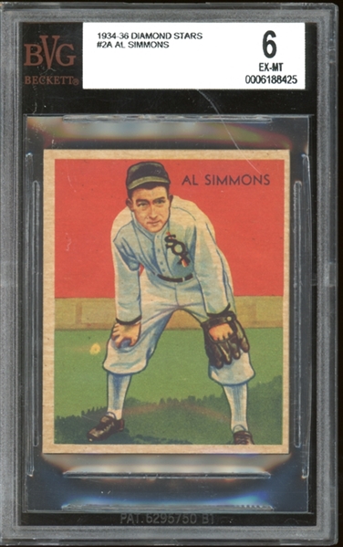 1934-36 Diamond Stars #2 Al Simmons BVG 6 EX-MT