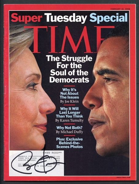 Barack Obama Signed 2008 Time Magazine JSA 10 LOA