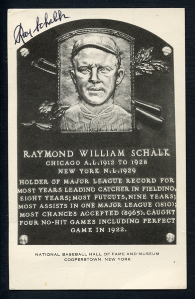 Ray Schalk Autographed Hall of Fame Postcard JSA LOA 