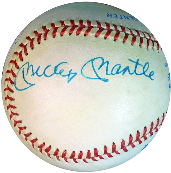 Mickey Mantle and Joe DiMaggio Dual-Signed OAL (Brown) Ball JSA