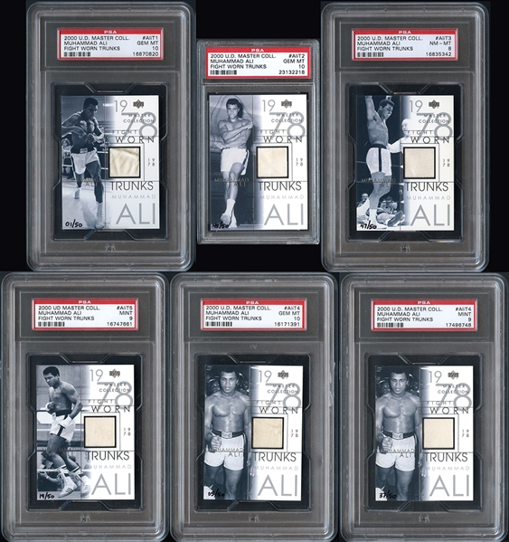 2000 U.D. Master Collection Muhammad Ali Fight Worn Trunks Group of Fifteen (15) All PSA Graded 