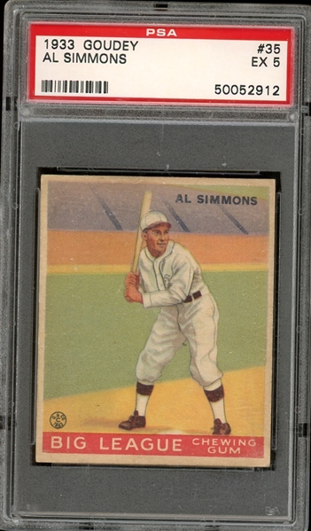 1933 Goudey #35 Al Simmons PSA 5 EX