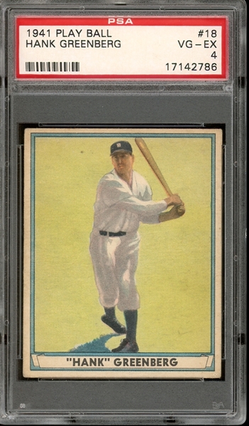 1941 Play Ball #18 Hank Greenberg PSA 4 VG-EX