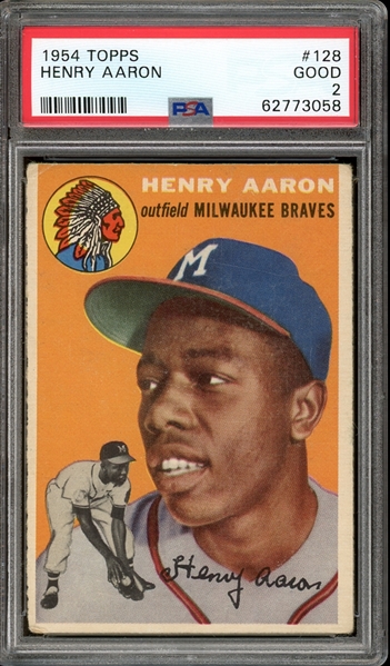 1954 Topps #128 Henry Aaron PSA 2 GOOD 