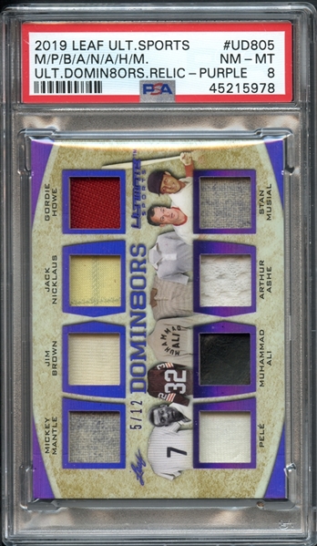 2019 Leaf Ultimate Sports #UD805 Ultimate Domin8ors "Relic Purple" 5/12 PSA 8 NM-MT