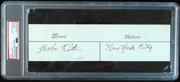 1938 Babe Ruth Signed Hotel Registry PSA/DNA 