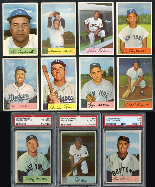 1954 Bowman Complete Set With PSA Graded Mantle, Mays and Williams 