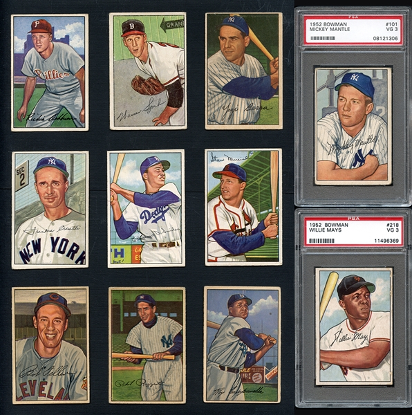 1952 Bowman Baseball Complete Set With PSA Graded Mantle & Mays 