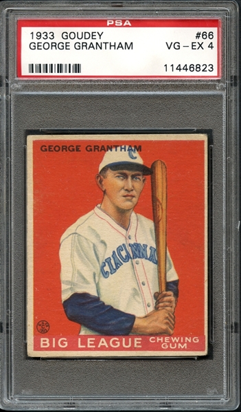 1933 Goudey #66 George Grantham PSA 4 VG-EX