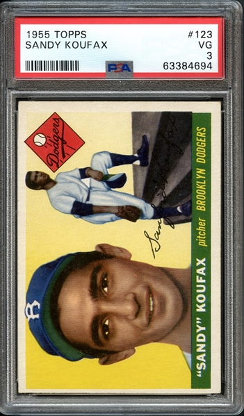 1955 Topps #123 Sandy Koufax PSA 3 VG 