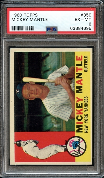 1960 Topps #350 Mickey Mantle PSA 6 EX-MT 