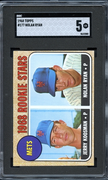 1968 Topps #177 Mets Rookies Koosman/Ryan SGC 5 EX 