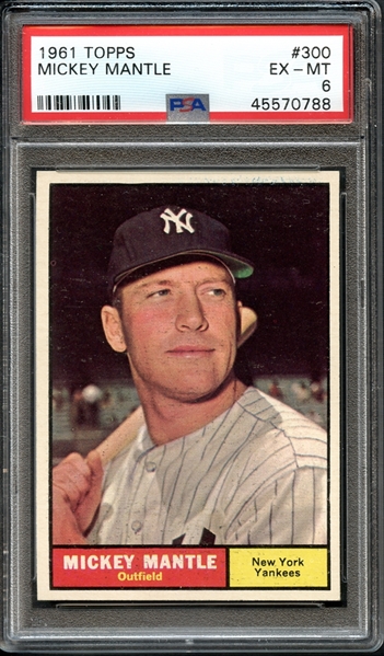 1961 Topps #300 Mickey Mantle PSA 6 EX-MT 