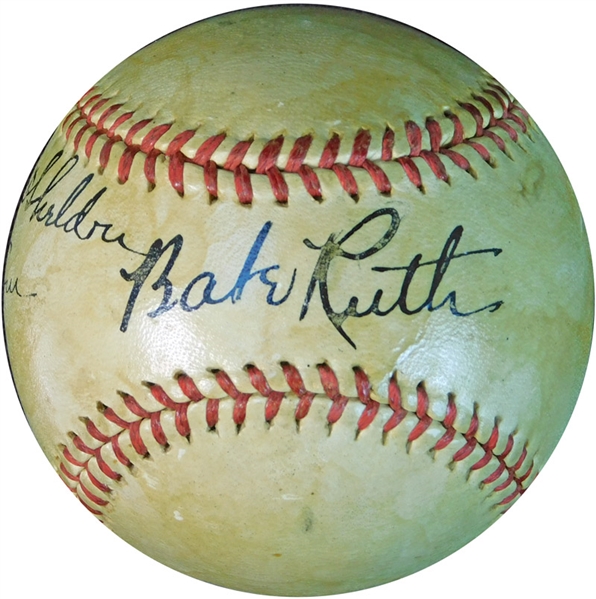 Extremely Bold Babe Ruth Single Signed Baseball JSA Graded 8 Auto