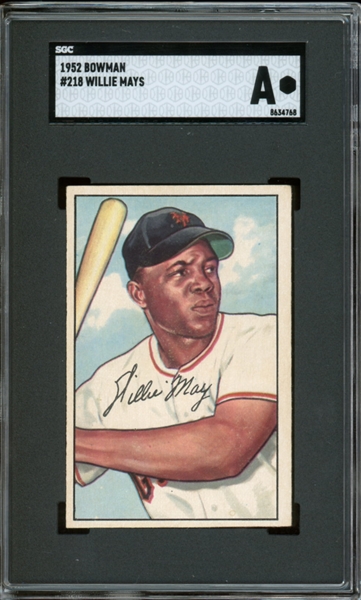 1952 Bowman #218 Willie Mays SGC A (Authentic)
