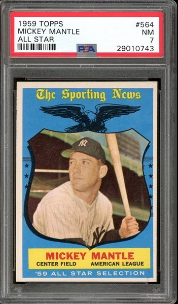 1959 Topps All Star #564 Mickey Mantle PSA 7 NM