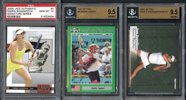 1991-2005 Tennis Stars Group of Three (3) Graded Cards