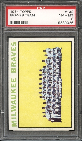 1964 Topps #132 Braves Team PSA 8 NM-MT 