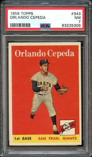 1958 Topps #343 Orlando Cepeda PSA 7 NM
