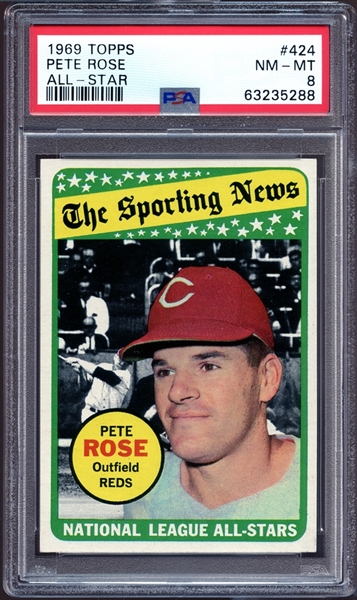 1969 Topps #424 Pete Rose All-Star PSA 8 NM-MT