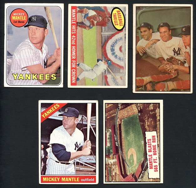 1950s-60s Mickey Mantle Lot Of Five (5) Cards