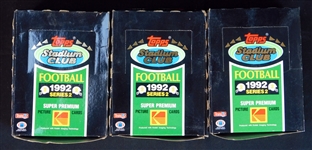 1992 Topps Stadium Club Football Series 2 Unopened Wax Box Group of (3)