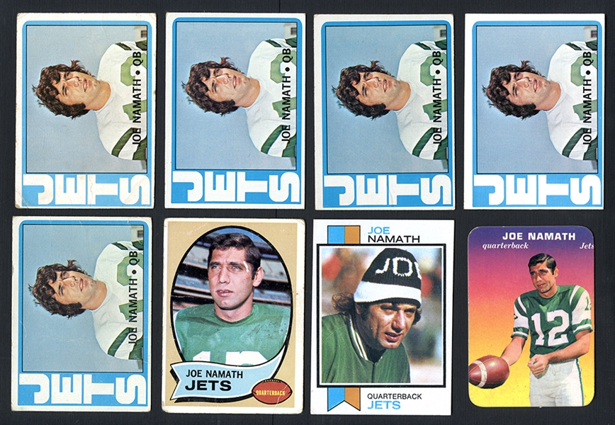 1970s Topps Joe Namath Lot Of Eight (8) Cards 