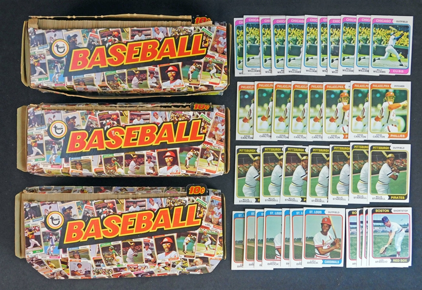 1974 Topps Baseball Partial Wax Box Opened Group of (3) 