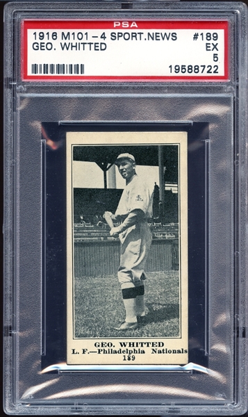 1916 M101-4 Sporting News #189 George Whitted PSA 5 EX