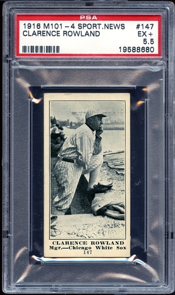 1916 M101-4 Sporting News #147 Clarence Rowland PSA 5.5 EX+
