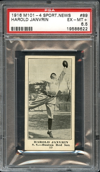 1916 M101-4 Sporting News #89 Harold Janvrin PSA 6.5 EX-MT+