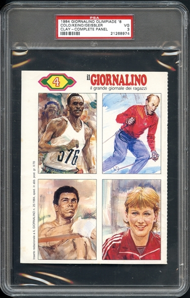 1984 Giornalino Olimpiade 8 Colo/Keino/Geissler/Clay Complete Panel PSA 3 VG