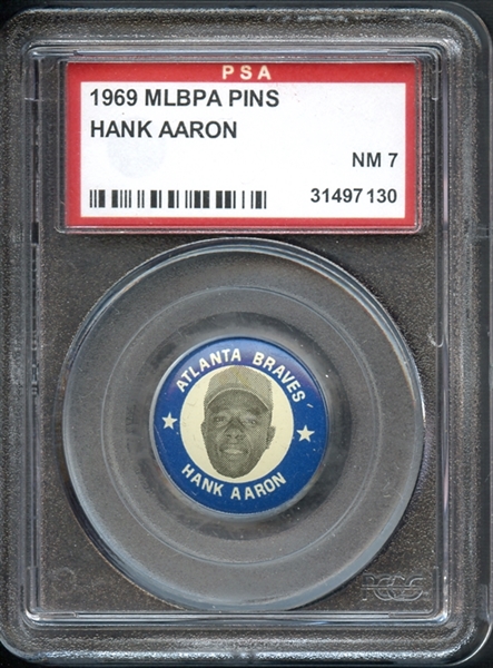 1969 MLBPA Pins Hank Aaron PSA 7 NM