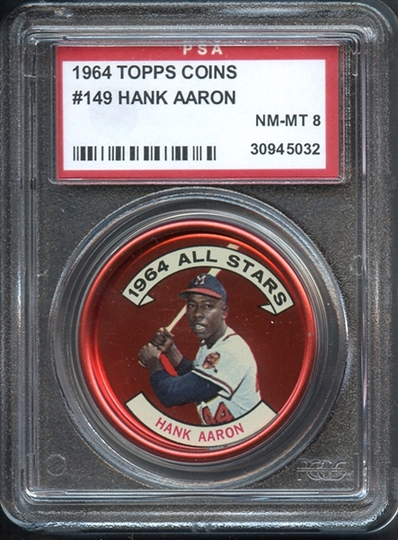 1964 Topps Coins #149 Hank Aaron PSA 8 NM-MT