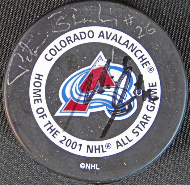 Peter Statsny and Michele Goulet Signed Hockey Puck JSA